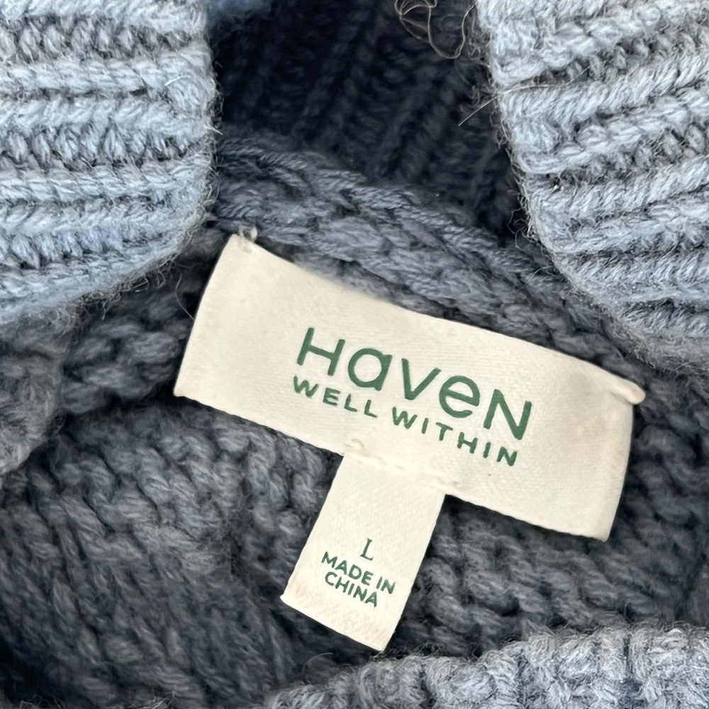 Cable-Knit Cashmere Sweater - Slate Gray Blue - Picture 2 of 5